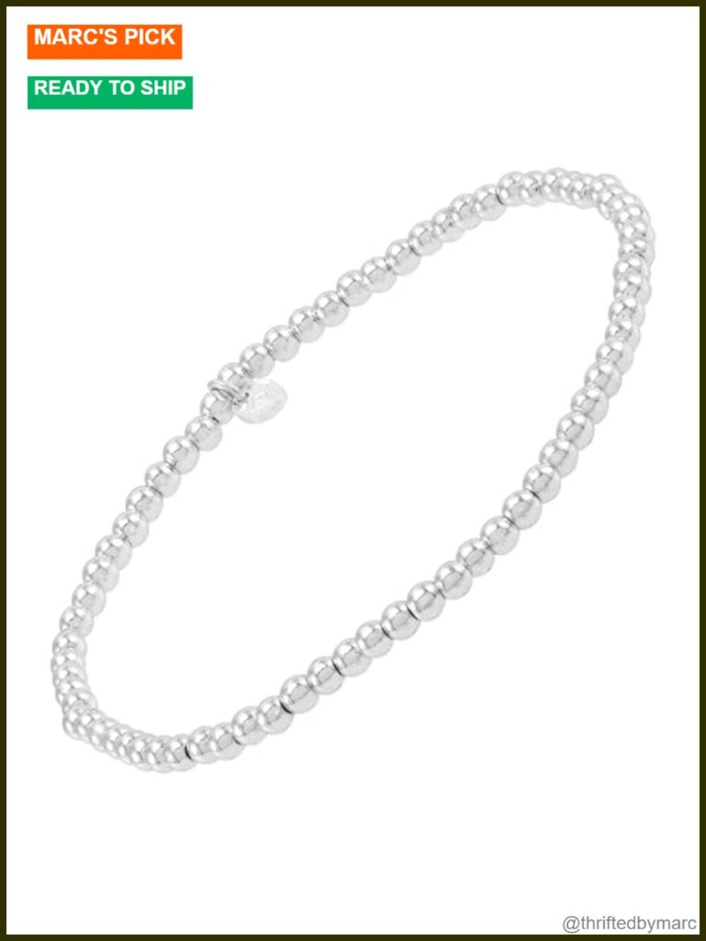 Sterling Silver Hematite Stretch Bracelet 2.5mm 7"